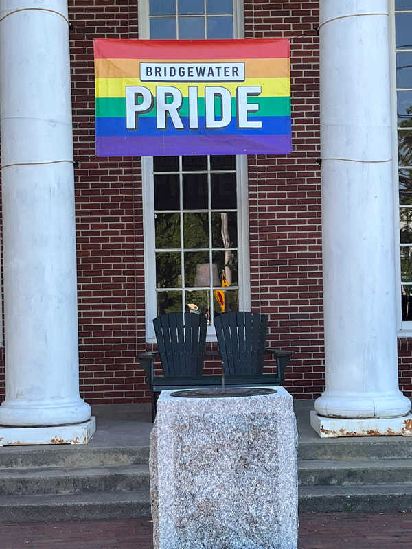 PRIDE banner displayed at Bridgewater Public Library.